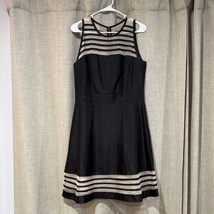 Elegant Black and Cream Striped Dress